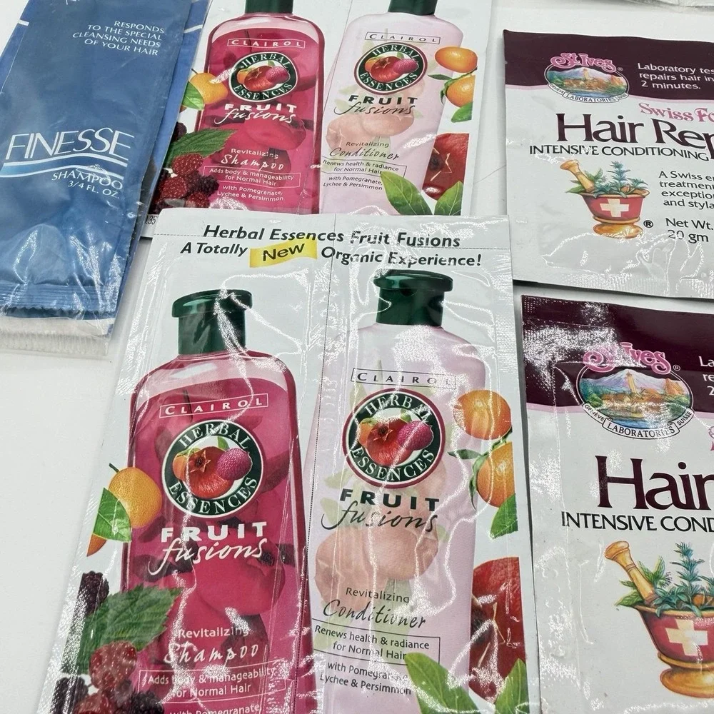 Vintage 1981-2001 Shampoo Sample Travel Packs Lot Clairol Style Finesse Swiss